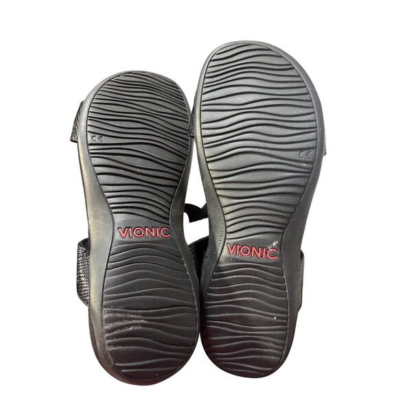Vionic Womens Farra Black Lizard Sandals Size 10 Adjustable Straps Orthotic Supp - Picture 4 of 8